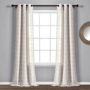 Farmhouse Hygge Cozy Textured Grommet Sheer Window Curtain Panel Set